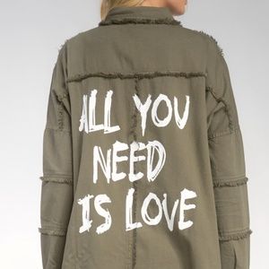 Elan Olive Jacket with White Text